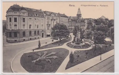 11018 Ak Gera - Kriegerdenkmal und Postamt um 1910