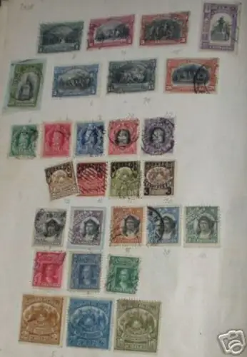 Sammlung mit 28 Briefmarken Chile um 1900