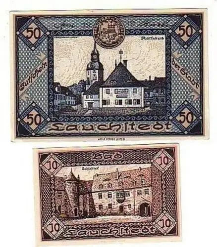 2 Banknoten Notgeld Stadt Bad Lauchstedt 1919