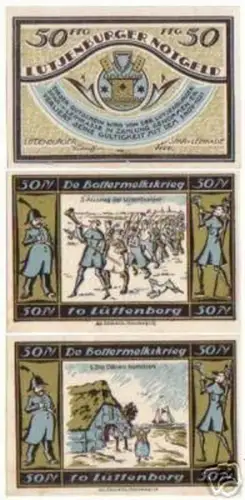 3 Banknoten Notgeld der Stadt Lütjenburg 1921