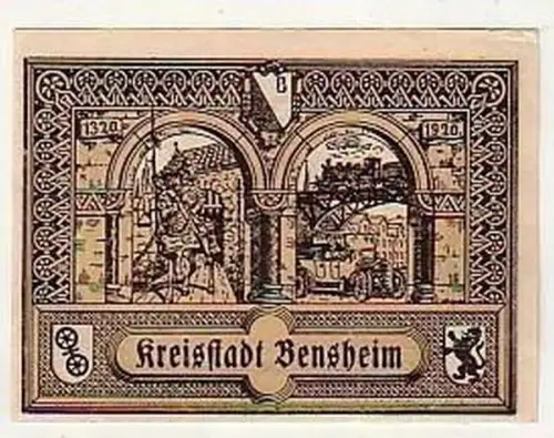 50 Pfennig Banknote Notgeld Stadt Bensheim 1920