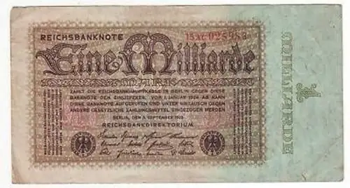 Banknote Inflation 1 Milliarde Mark Rosenberg 111 b