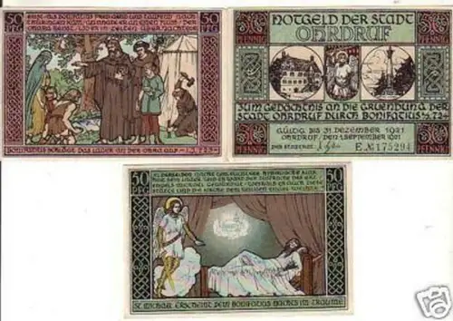 3 Banknoten Notgeld der Stadt Ohrdruf 1921