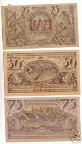 3 Banknoten Notgeld Gemeinde Oberammergau 1921
