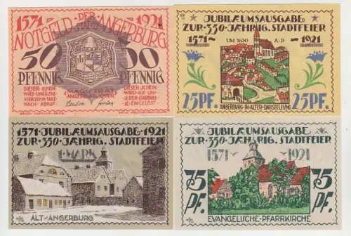 kompl. Serie mit 4 Banknoten Notgeld Stadt Angeburg in Ostpreußen 1921