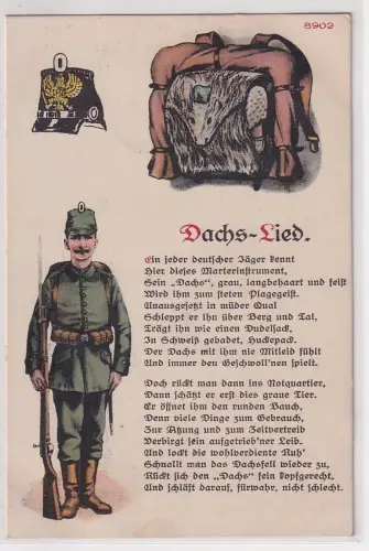 60081 Reim Ak Dachs-Lied Soldat Jäger in Uniform mit Rucksack 1919