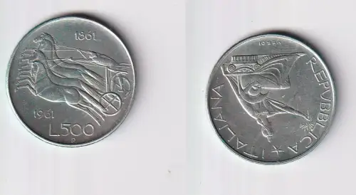 500 Lire Silber Münze Italien 1961 R Pferdegespann (156519)