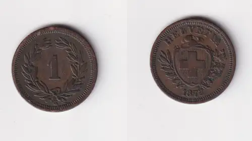 1 Rappen Kupfer Münze Schweiz 1872 (151666)