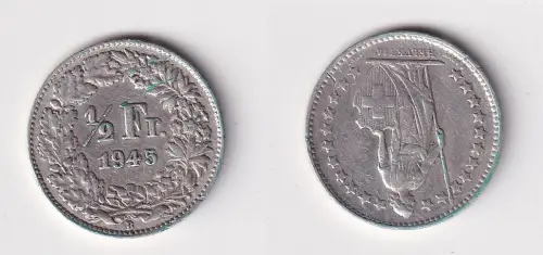 1/2 Franken Silber Münze Schweiz 1945 B ss (158587)