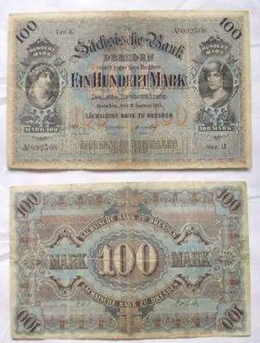 100 Mark Banknote Sächsische Bank Dresden 1911