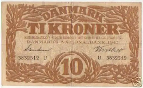 10 Kroner Banknote Dänemark 1943