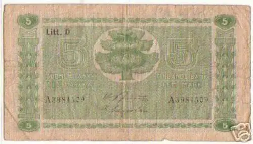 5 Mark Markkaa Banknote Finnland Suomi 1939