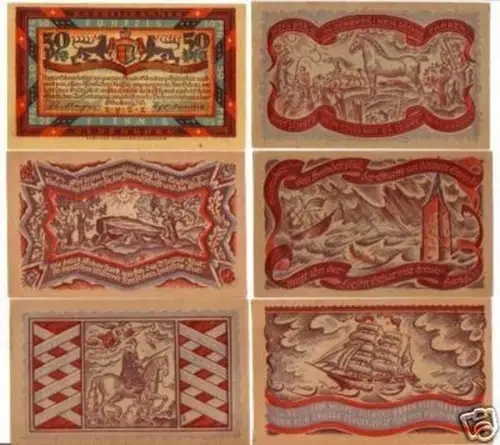 6 Banknoten Notgeld der Handelskammer Oldenburg 1921