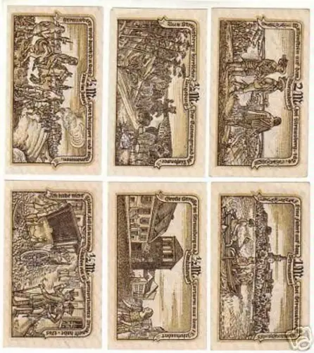 6 Banknoten Notgeld der Stadt Strausberg 1921
