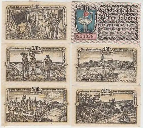6 Banknoten Notgeld Stadt Strausberg 1921