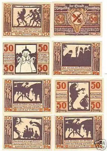8 Banknoten Notgeld der Stadt Naumburg 1921