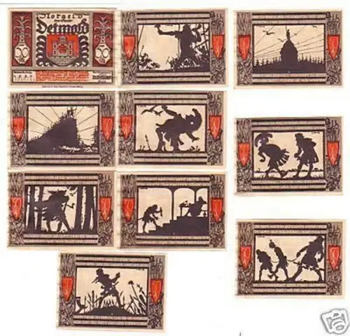 10 Banknoten Notgeld der Stadt Detmold 1920