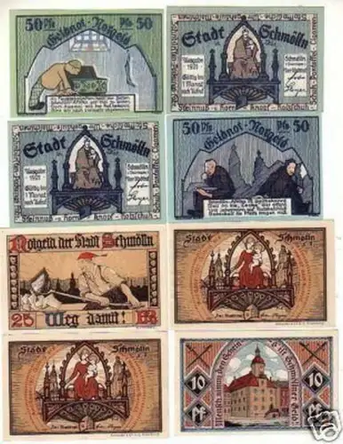 8 Banknoten Notgeld der Stadt Schmölln 1921