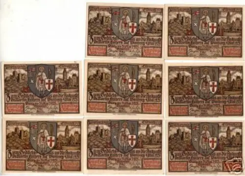 8 Banknoten Notgeld der Stadt Eisenach 1921