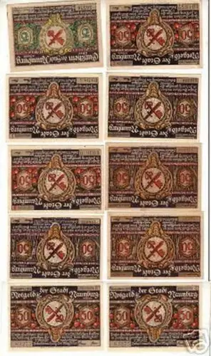 10 Banknoten Notgeld der Stadt Naumburg 1921