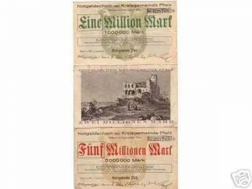 3 seltene Banknoten Inflation Stadt Speyer 1923
