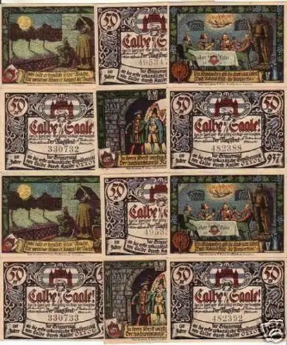 12 Banknoten Notgeld der Stadt Calbe an der Saale 1917
