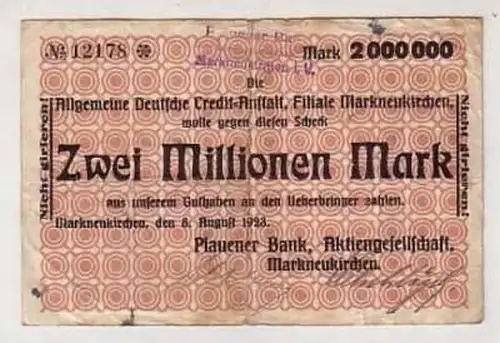 seltene Banknote Inflation 2 Millionen Markneukirchen
