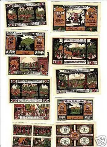 11 Banknoten Notgeld Stadt Ballenstedt 1921