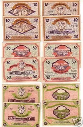 12 Banknoten Notgeld Stadt Friedrichroda Thüringen 1921
