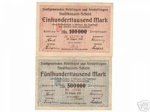 2 seltene Banknoten Inflation Böblingen Sindelfingen