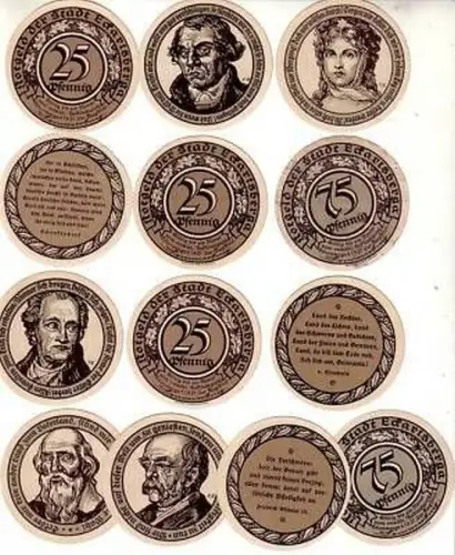 12 Banknoten Notgeld Stadt Eckartsberga 1921