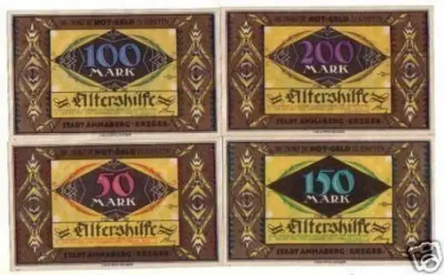 4 Banknoten Notgeld Altershilfe Stadt Annaberg 1923