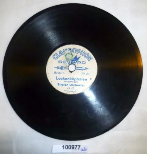 100977 Schellackplatte 15 cm Clausophon "Lockenköpfchen" u. "Die Taube" um 1930