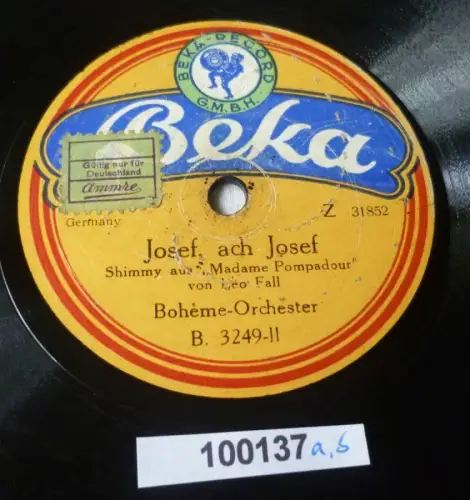 Schellackplatte Beka "Josef, ach Josef" Shimmy