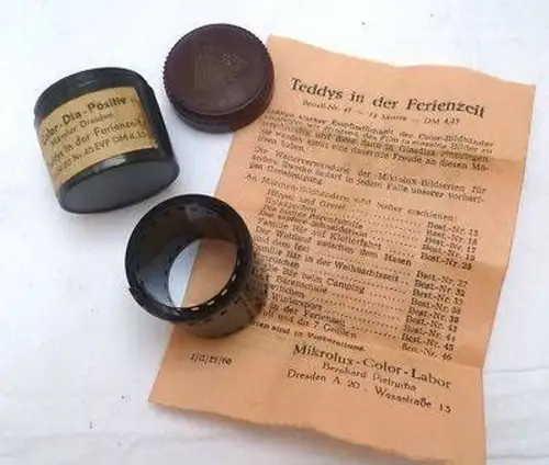 DDR Mikrolux Color-Dia-Film Teddys in der Ferienzeit