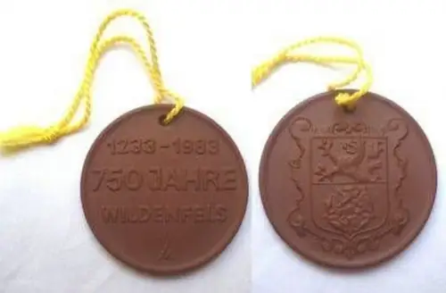 DDR Porzellan Medaille 750 Jahre Wildenfels 1233-1983