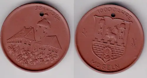DDR Porzellan Medaille 1000 Jahre Mügeln 984-1984