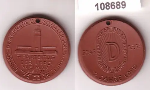 seltene DDR Porzellan Medaille 7. Parteitag LDPD Weimar 1957