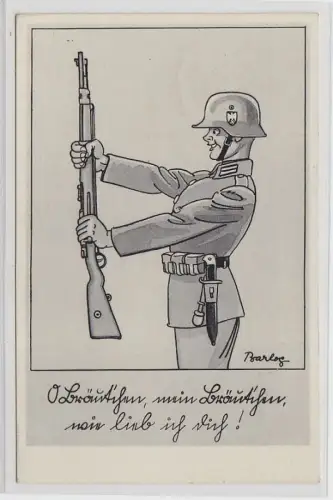 49758 Humor Feldpost Ak Soldat mit Gewehr 1940