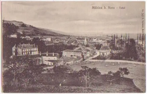 16766 Feldpost Ak Mühlen bei Metz Totalansicht 1917