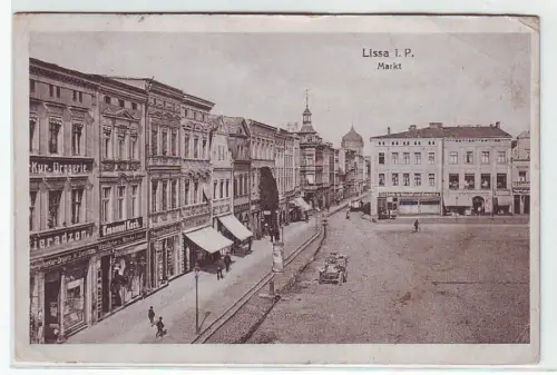 45065 Feldpost Ak Lissa in P. Markt mit Drogerie 1917