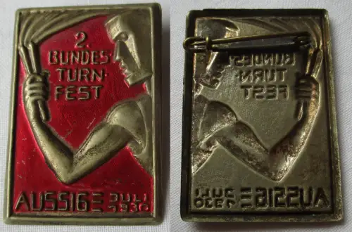 sozial. Abzeichen 2. Bundesturnfest Aussig (Ústí nad Labem) Juli 1930 (171246)