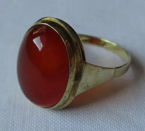 eleganter Damen Ring aus 375er Gold mit braunem Edelstein (136162)