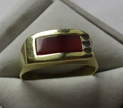 eleganter Damen Ring aus 375er Gold Bi-Color mit Achat Edelstein (134723)