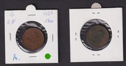 2 Öre Kupfer Münze Schweden 1900 Oscar II. f.vz (170844)