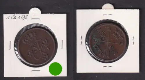 1 Öre Kupfer Münze Schweden 1735 ss+ (170801)