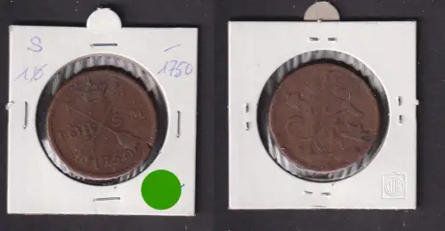 1 Öre Kupfer Münze Schweden 1750 f.ss (170843)