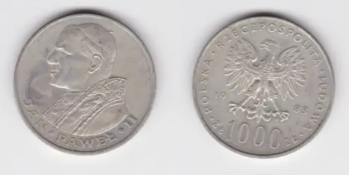 1000 Zloty Silber Münze Polen Pabst Johannes Paul II 1983 (155317)