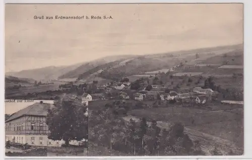 26650 Ak Gruß aus Erdmannsdorf b. Roda S.-A., Gasthof zur Linde 1920