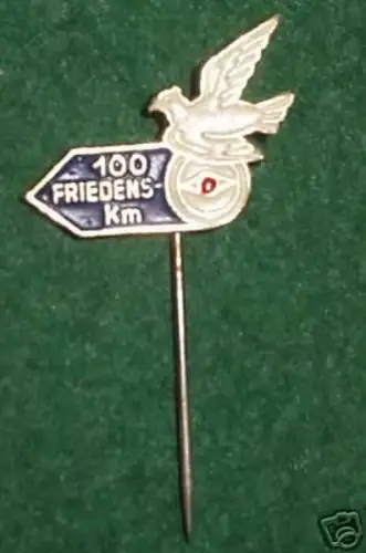 DDR Anstecknadel 100 Friedenskilometer m. Friedenstaube